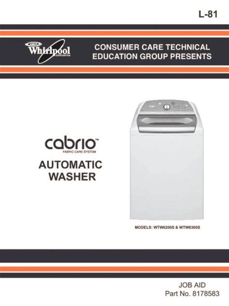 Ensure the Hot and Cold water valves are fully open; both hot and cold inlet hoses must be connected for the washer to operate correctly. . Whirlpool cabrio platinum washer manual